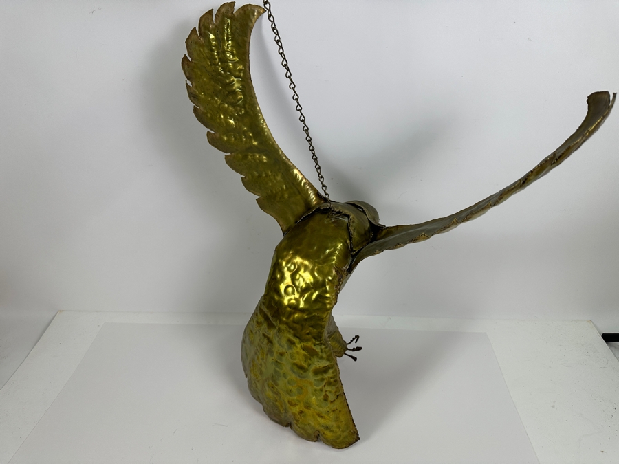 Hanging Brass Eagle Hawk Sculpture 20W X 18D X 14H [Photo 3]
