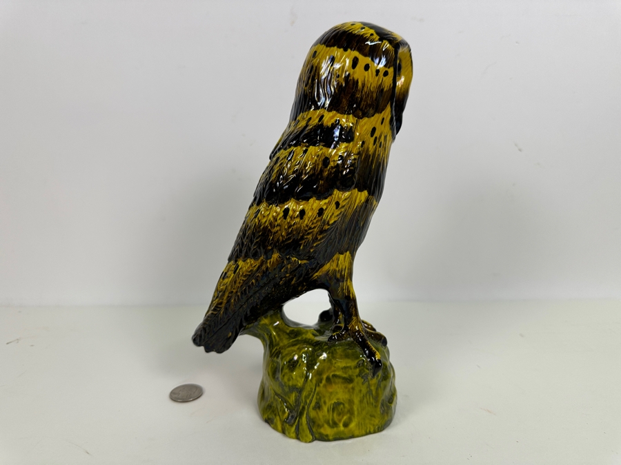 Hand Painted Italian Bassano Ceramic Owl (See Photos For Repairs On Base) 10H [Photo 4]