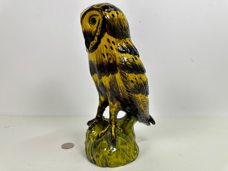 Hand Painted Italian Bassano Ceramic Owl (See Photos For Repairs On Base) 10H [Photo 6]