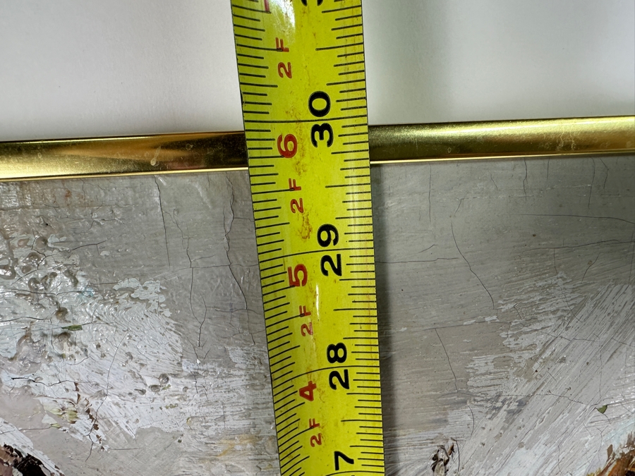 Vintage Mid-Century Original Abstract City Scene Oil Painting On Canvas Artist Signed Lower Left Illegible Signature 20 X 30 [Photo 9]