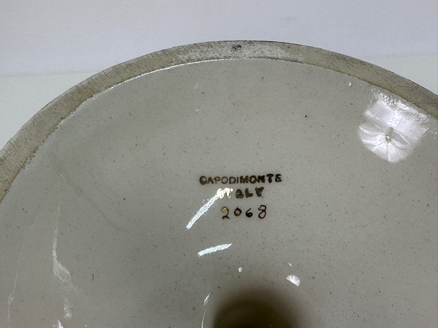 Pair Of Vintage Signed Italian Capodimonte Footed Porcelain Hand Painted Vases 9H [Photo 17]