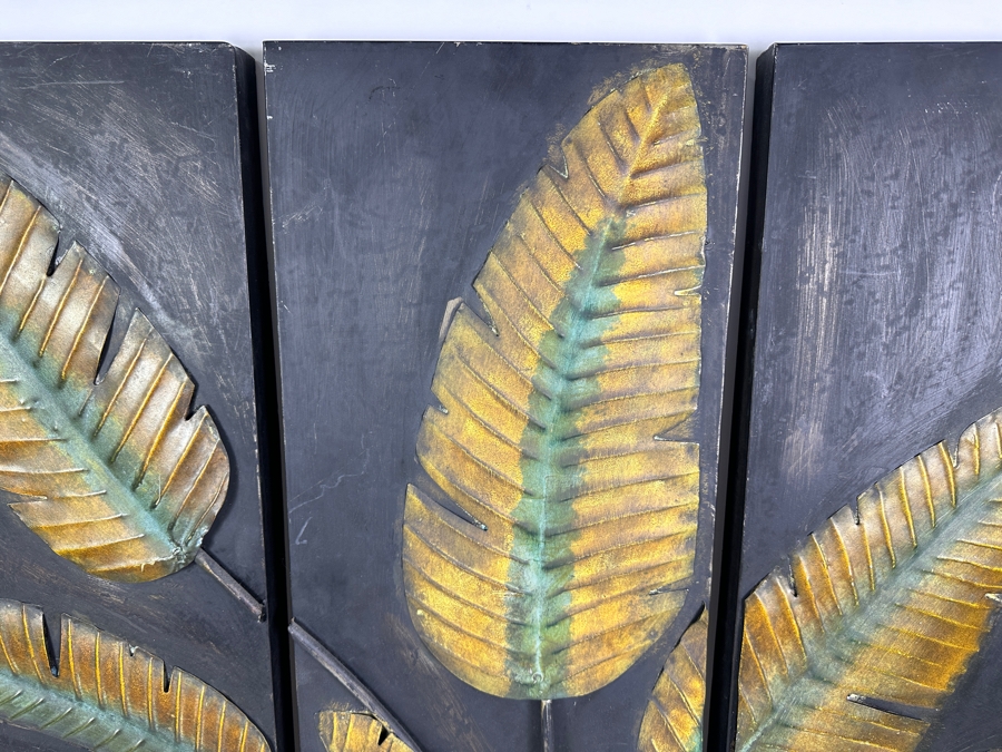 Three Metal Sculptural Banana Leaf Wall Artwork Panels Each 11.5W X 29H X 1.75D [Photo 3]