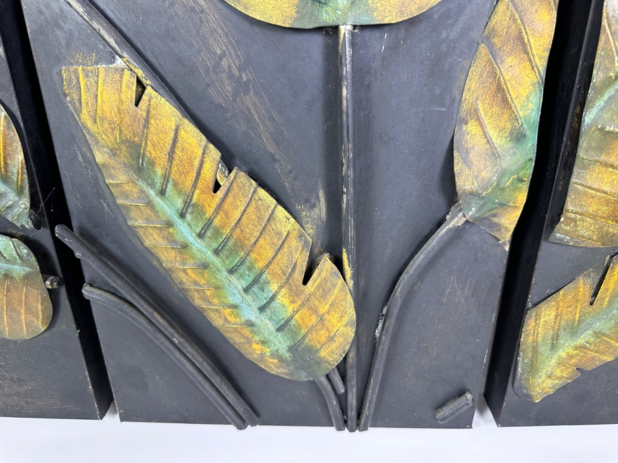 Three Metal Sculptural Banana Leaf Wall Artwork Panels Each 11.5W X 29H X 1.75D [Photo 2]