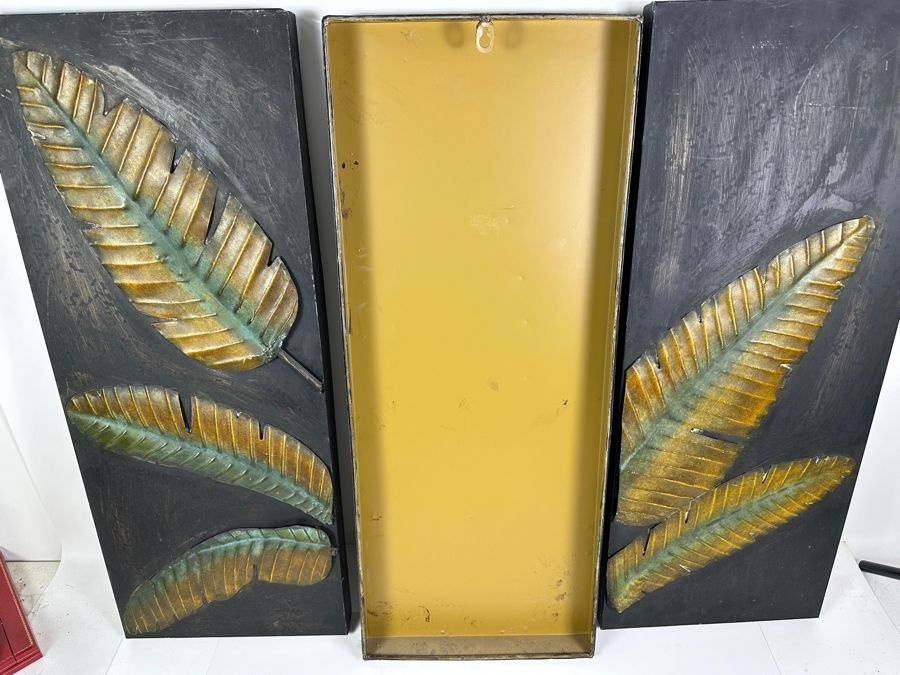 Three Metal Sculptural Banana Leaf Wall Artwork Panels Each 11.5W X 29H X 1.75D [Photo 4]