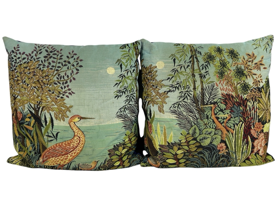 Pair Of Tropical Tapestry Throw Pillows 16 X 16