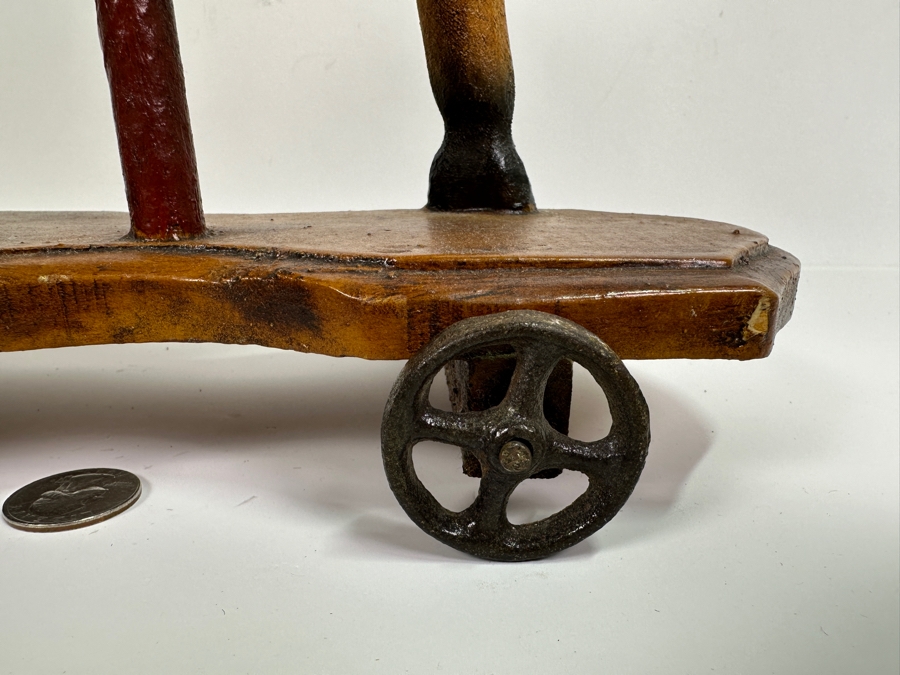 Decorative Reproduction Toy Horse On Metal Wheels 13W X 5D X 14H [Photo 3]