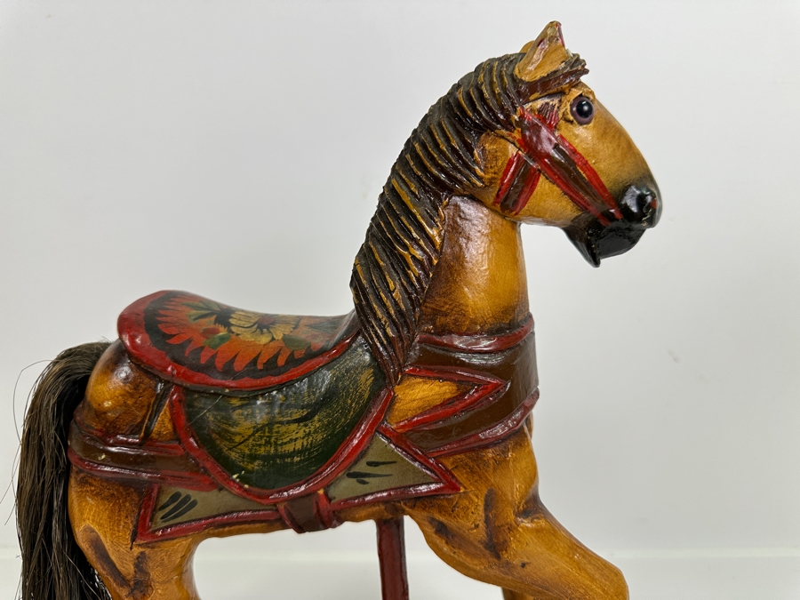 Decorative Reproduction Toy Horse On Metal Wheels 13W X 5D X 14H [Photo 2]
