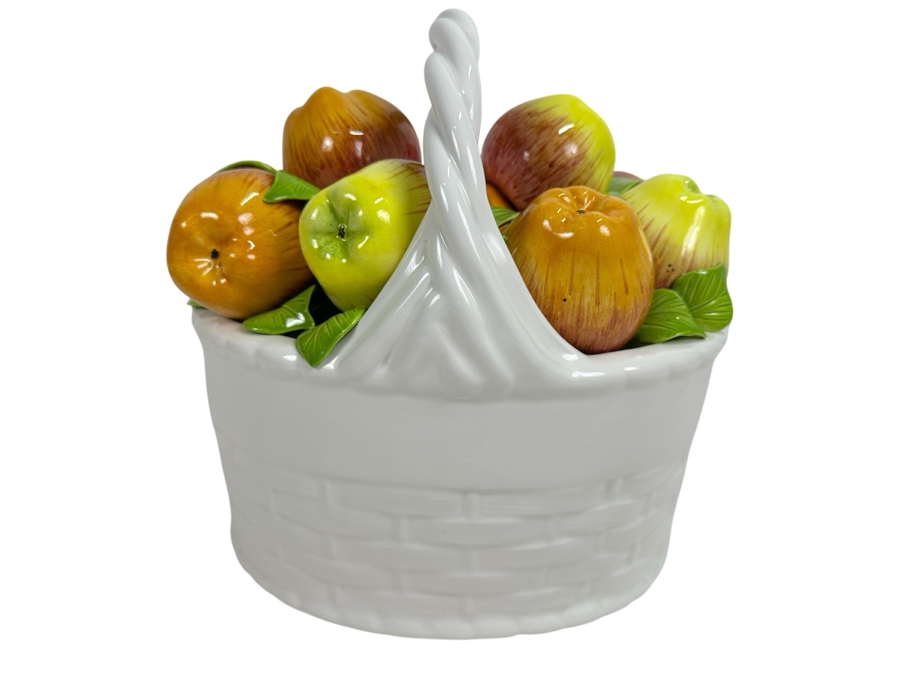 Tiffany & Co. Large Ceramic Hand Painted Centerpiece Fruit Basket With Original Box Made In Italy 10W X 7.5D X 12H [Photo 2]