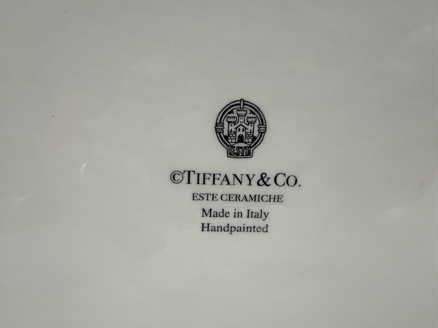 Tiffany & Co. Large Ceramic Hand Painted Centerpiece Fruit Basket With Original Box Made In Italy 10W X 7.5D X 12H [Photo 10]