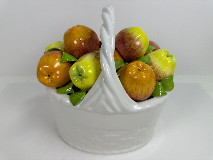 Tiffany & Co. Large Ceramic Hand Painted Centerpiece Fruit Basket With Original Box Made In Italy 10W X 7.5D X 12H [Photo 7]