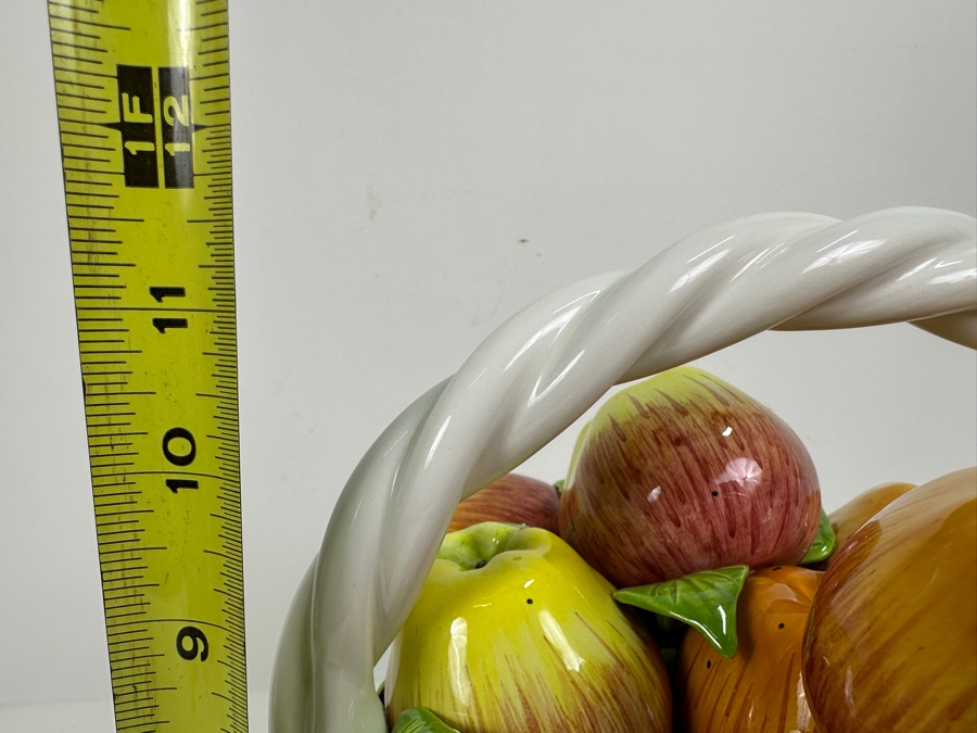 Tiffany & Co. Large Ceramic Hand Painted Centerpiece Fruit Basket With Original Box Made In Italy 10W X 7.5D X 12H [Photo 11]