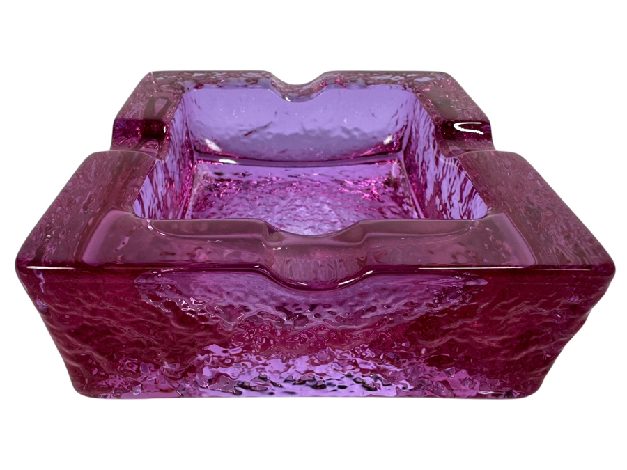 Vintage Purple Amethyst Glass Ashtray 4.5W X 1.75H