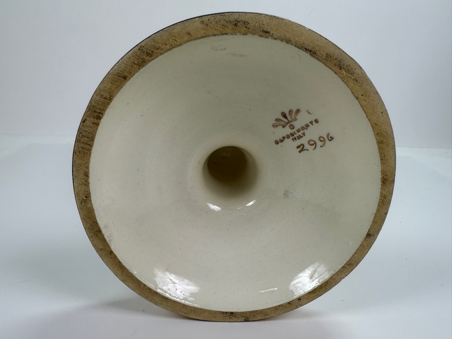 Impressive Large Vintage Signed Italian Capodimonte Footed Porcelain Hand Painted Pedestal Vase 19H [Photo 16]