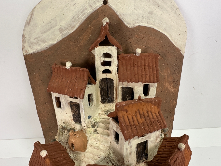 Relief Pottery Village Wall Sculpture Artist Signed From Bolivia 9W X 5D X 16H [Photo 4]