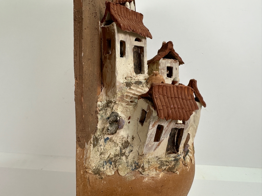 Relief Pottery Village Wall Sculpture Artist Signed From Bolivia 9W X 5D X 16H [Photo 7]