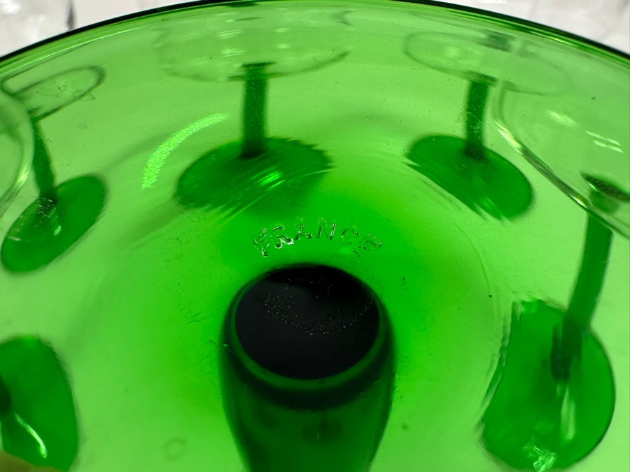 Set Of Six Luminarc Verrerie  D'arques Green Stemmed Wine Glasses France 7H [Photo 4]