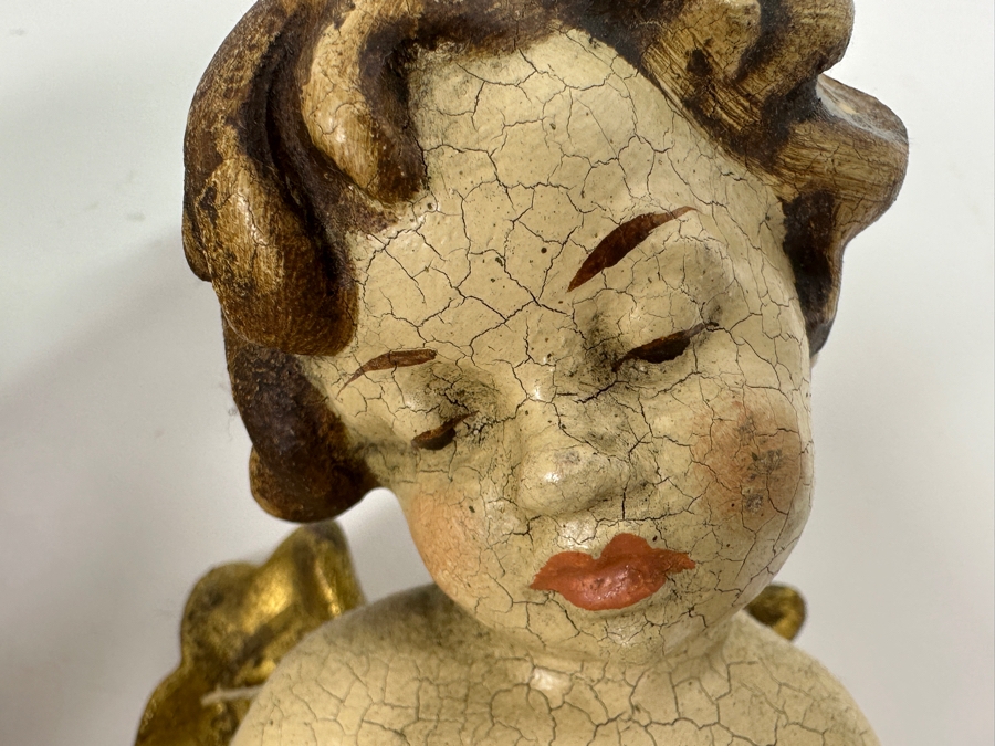 Pair Of Vintage Hand Painted Cherubs Wall Decor 9H [Photo 4]