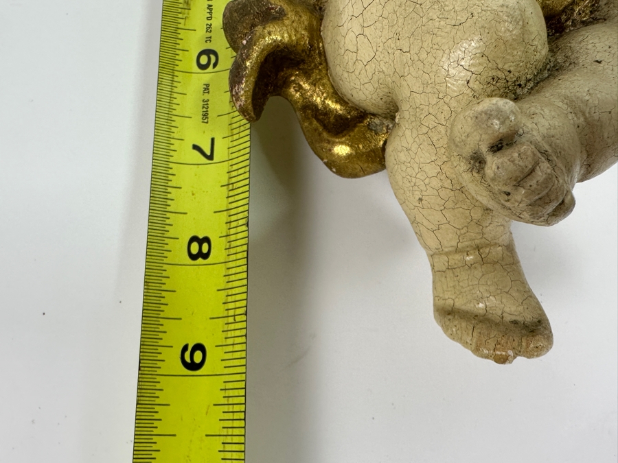 Pair Of Vintage Hand Painted Cherubs Wall Decor 9H [Photo 8]