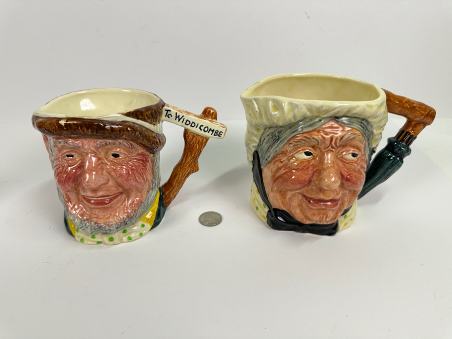 Pair Of English Ware Lancaster Hanley England Toby Mugs: Uncle Tom Cobleigh & Sarah Gamp 4.75H [Photo 2]