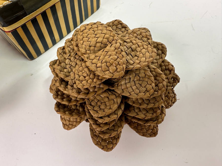 Pair Of Small Hand Woven Nesting Baskets And Handmade Nesting Boxes [Photo 3]