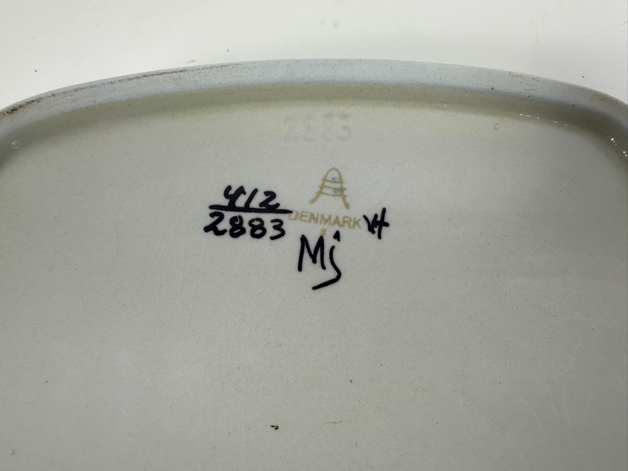 Signed Marianne Johanson For Royal Copenhagen Denmark: Square Dish In Faience 412/2883 And Spoon Rest 145/2898 [Photo 6]