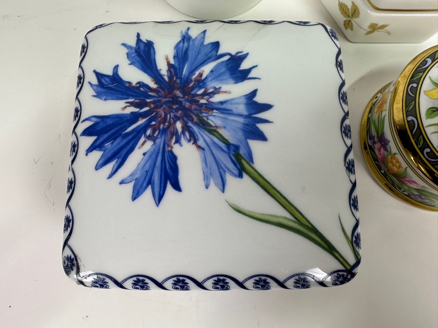 Collection Of Four Porcelain Boxes: (1) T. Limoges, (2) Wedgwood Bone China Wild Strawberry & (1) Ayshford Fine Bone China Staffordshire England Spring Flowers [Photo 5]