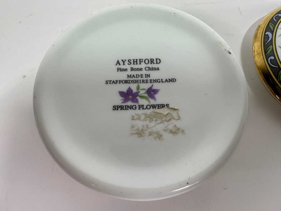 Collection Of Four Porcelain Boxes: (1) T. Limoges, (2) Wedgwood Bone China Wild Strawberry & (1) Ayshford Fine Bone China Staffordshire England Spring Flowers [Photo 8]