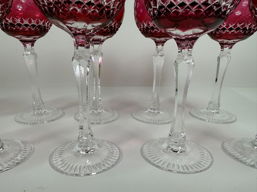 Set Of Eight Red Cut Crystal Stemware Glasses 7 5/8'H [Photo 7]