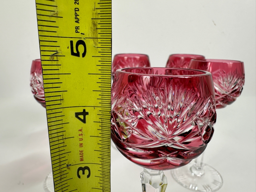 Set of (6) Vintage Echt Bleikristall Crystal Cordial Glasses 4.5'H [Photo 7]