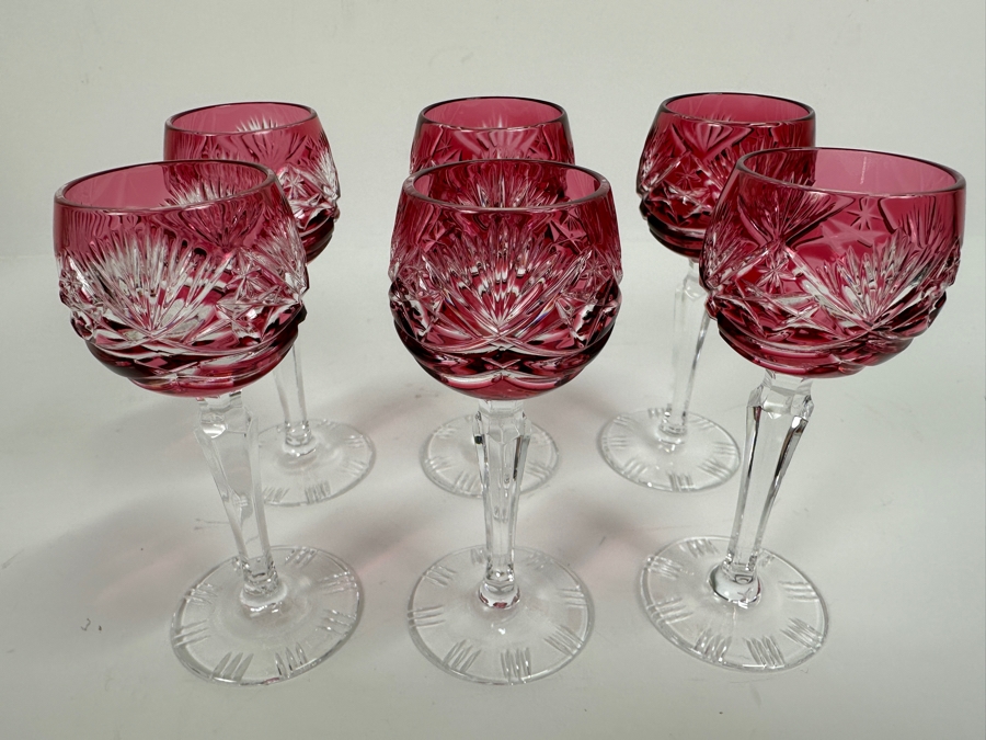 Set of (6) Vintage Echt Bleikristall Crystal Cordial Glasses 4.5'H [Photo 3]