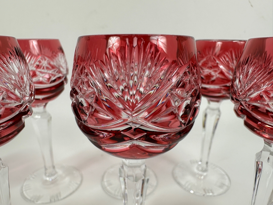 Set of (6) Vintage Echt Bleikristall Crystal Cordial Glasses 4.5'H [Photo 4]