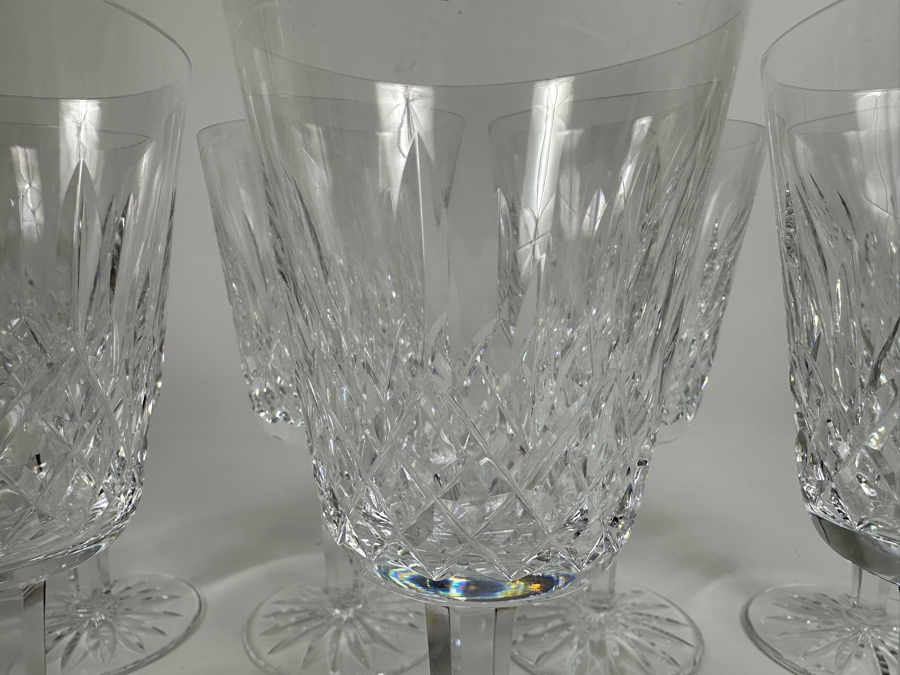 Set of (7) Waterford Crystal Lismore Water Goblet Glasses 6.8'H [Photo 8]