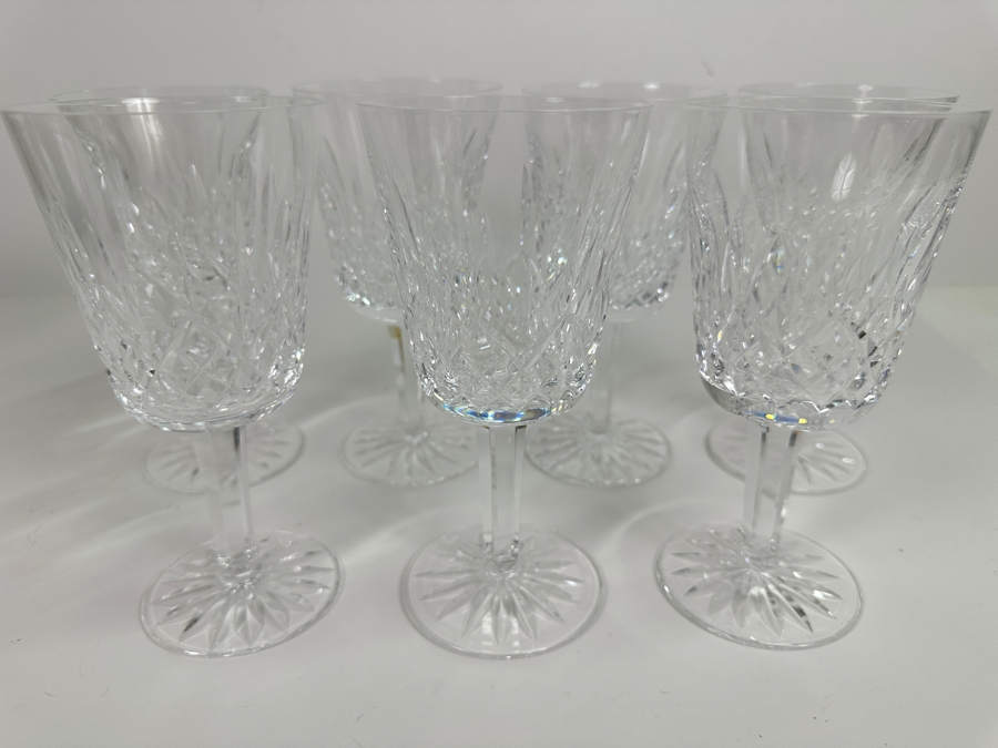Set of (7) Waterford Crystal Lismore Water Goblet Glasses 6.8'H [Photo 7]