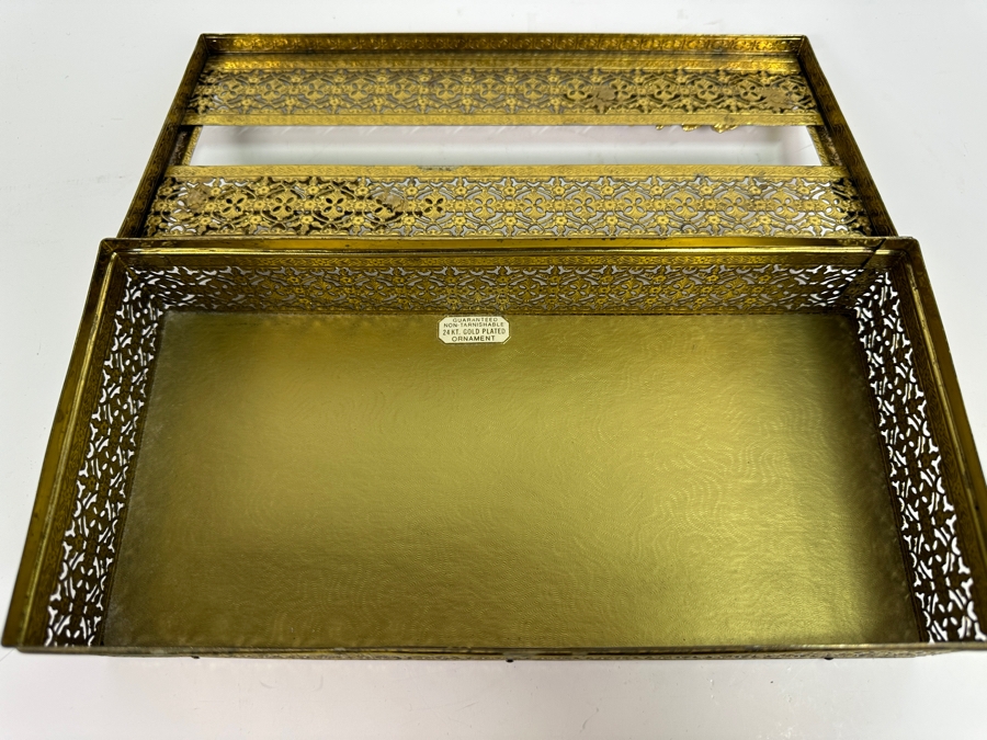 Vintage 24k Gold Plated Tissue Box 10.5 x 5 x 2.5 [Photo 4]