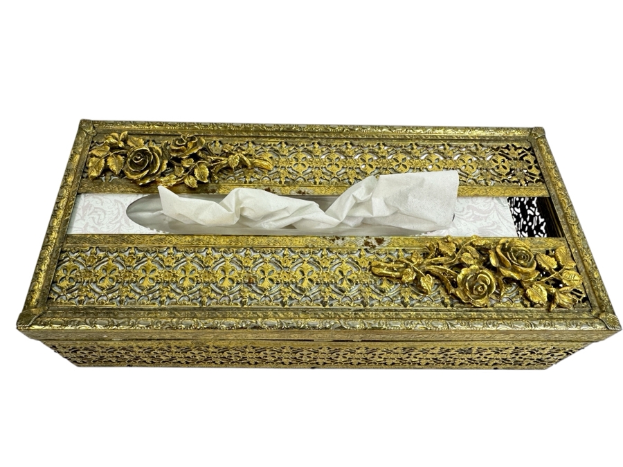 Vintage 24k Gold Plated Tissue Box 10.5 x 5 x 2.5 [Photo 1]