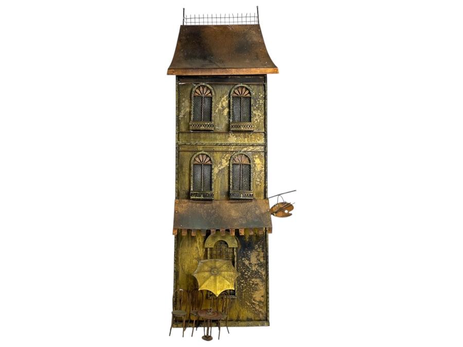 Signed Curtis Jere Parisian Cafe Brass Wall Sculpture 11W X 3D X 36H [Photo 1]