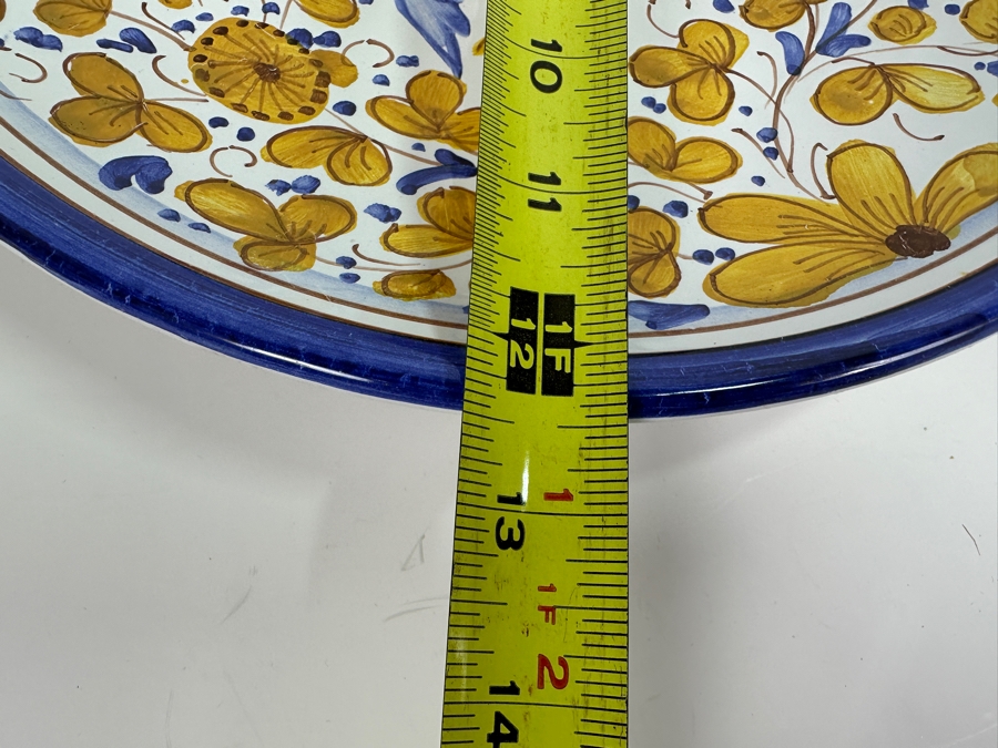 Vintage Italian Deruta Hand Painted Wall Plate With Pair Of Birds And Flowers 12H [Photo 6]