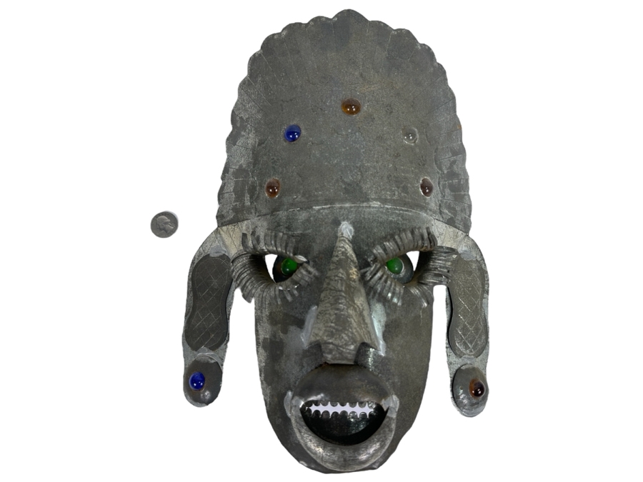 Decorative Mexican Metal Wall Mask 11W X 13H X 3.5D [Photo 1]