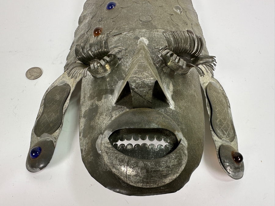 Decorative Mexican Metal Wall Mask 11W X 13H X 3.5D [Photo 2]