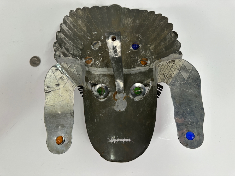 Decorative Mexican Metal Wall Mask 11W X 13H X 3.5D [Photo 4]