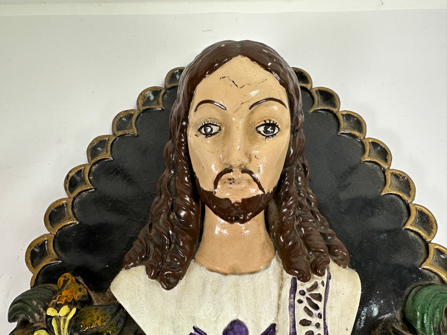 Vintage 1950/60s Mid-Century Signed Jesus Wall Plaque 14W X 19H X 4D [Photo 2]