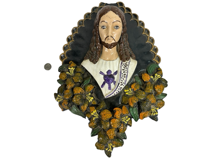 Vintage 1950/60s Mid-Century Signed Jesus Wall Plaque 14W X 19H X 4D [Photo 1]