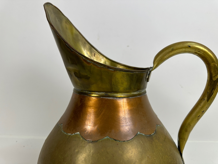 Brass & Copper Pitcher Vessel 13.5H [Photo 2]