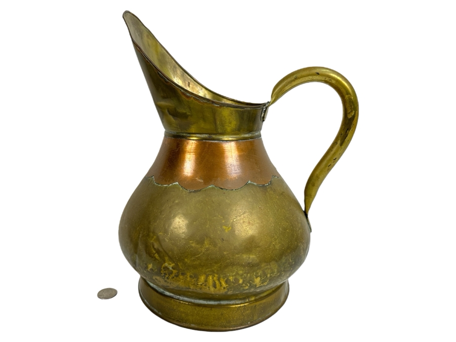 Brass & Copper Pitcher Vessel 13.5H