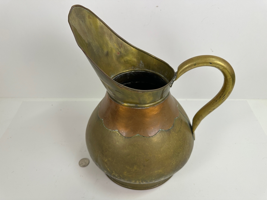 Brass & Copper Pitcher Vessel 13.5H [Photo 3]
