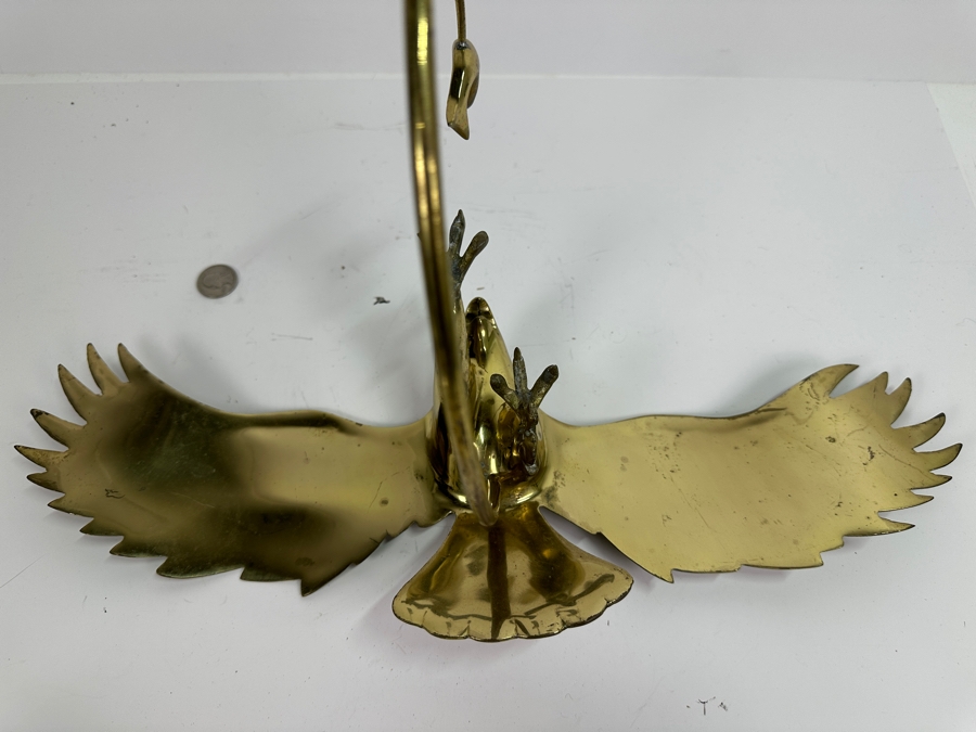 Brass Hawk Eagle Diving For Fish On Marble Base 19W X 17H [Photo 12]