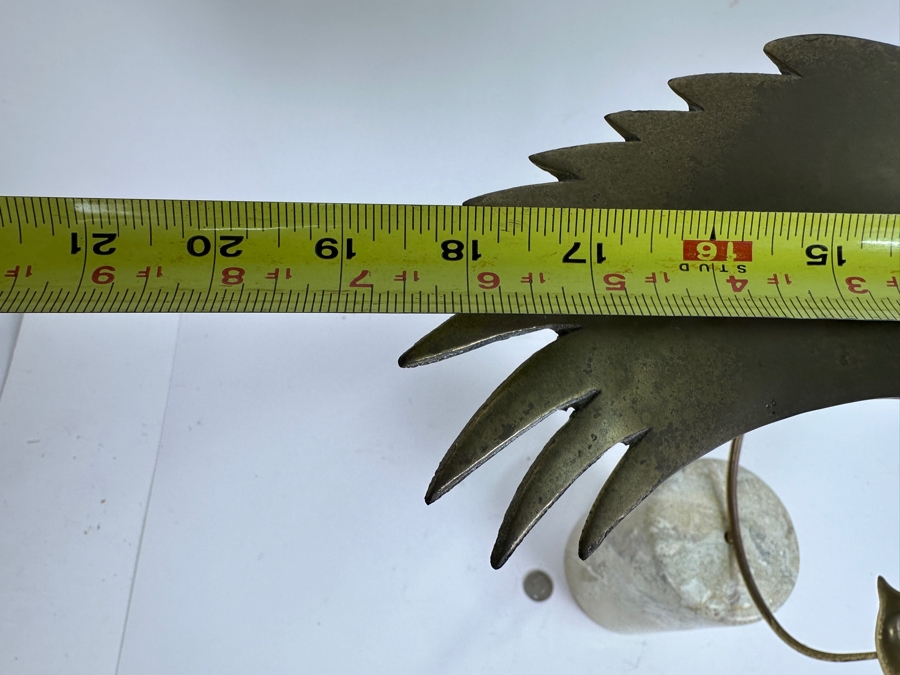 Brass Hawk Eagle Diving For Fish On Marble Base 19W X 17H [Photo 10]