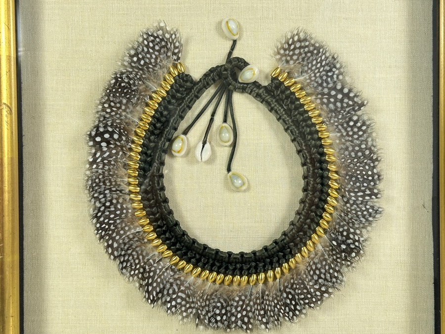 Shadowbox Framed Handmade Feather And Shell Necklace 15 X 15 [Photo 2]