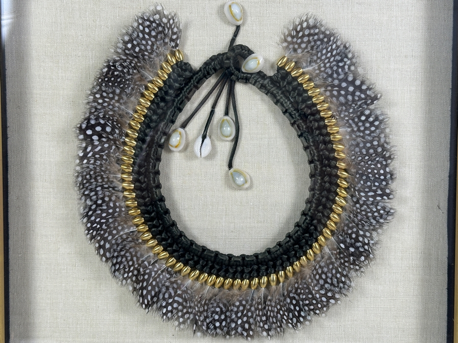 Shadowbox Framed Handmade Feather And Shell Necklace 15 X 15 [Photo 5]