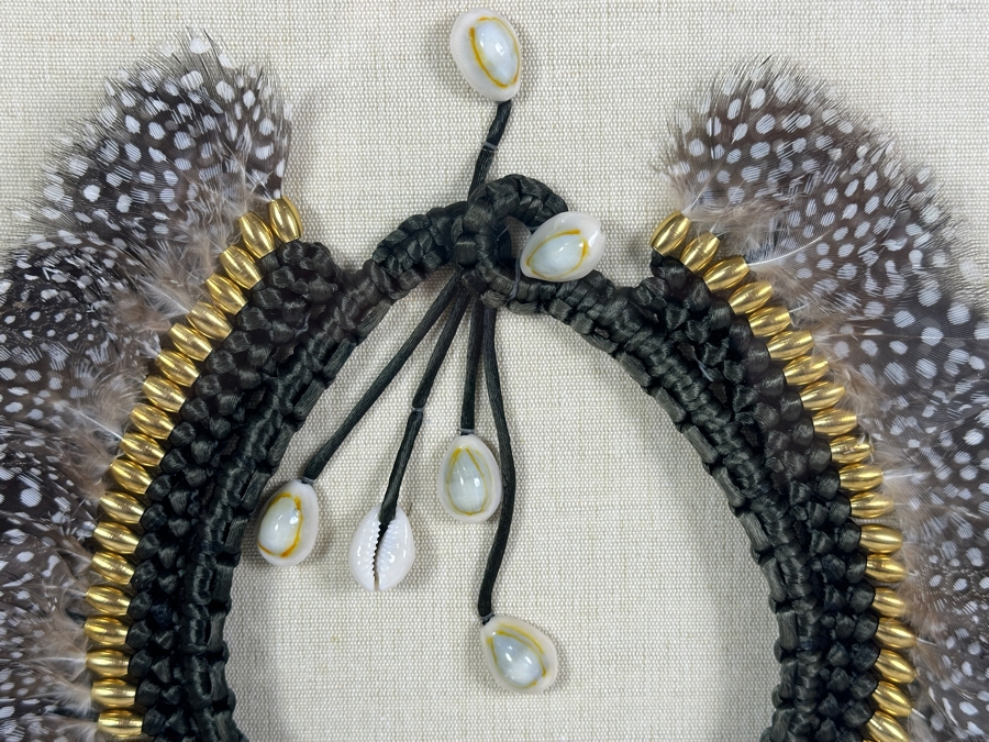 Shadowbox Framed Handmade Feather And Shell Necklace 15 X 15 [Photo 4]